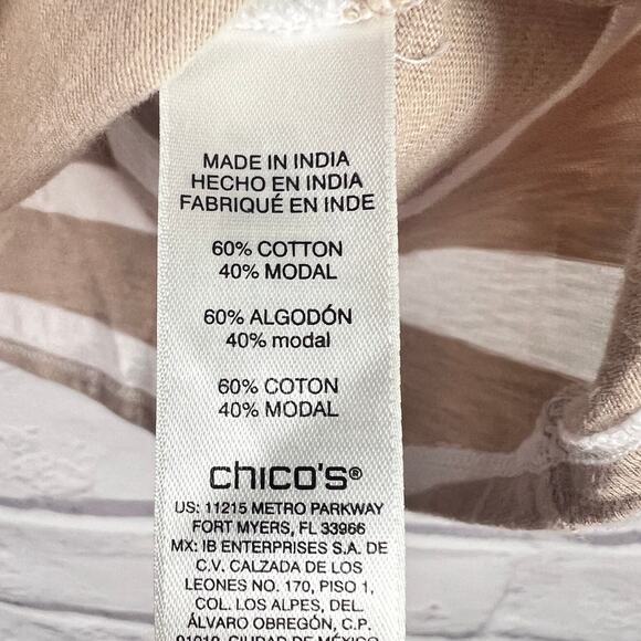 Chico's Women XL Coastal Nautical Minimalist Preppy Staple Stripe Dolman T-Shirt - Picture 7 of 11